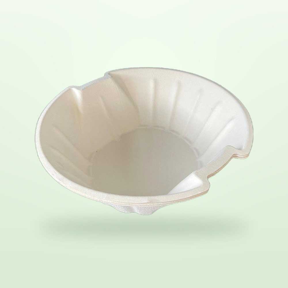 白色纸浆碗式餐盘实拍